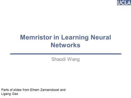 Memristor in Learning Neural Networks