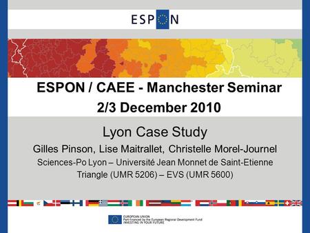 ESPON / CAEE - Manchester Seminar