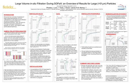 North Patch South Patch 1 28 3 4567 SAMPLE COLLECTION & ANALYSIS We deployed the Multiple Unit Large Volume in-situ Filtration System (MULVFS) during the.