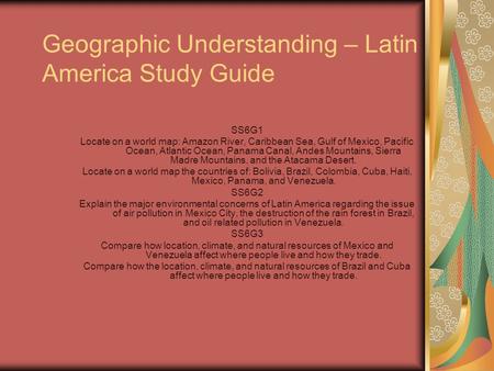 Geographic Understanding – Latin America Study Guide