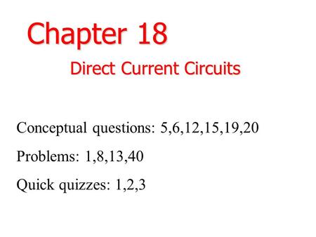 Direct Current Circuits