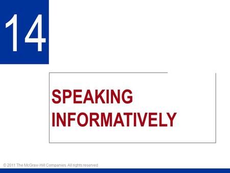 SPEAKING INFORMATIVELY 14 © 2011 The McGraw-Hill Companies. All rights reserved.