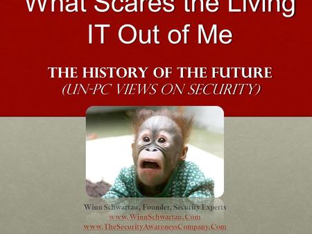 What Scares the Living IT Out of Me The History of the Future (Un-PC Views on security) Winn Schwartau, Founder, Security Experts www.WinnSchwartau.Com.