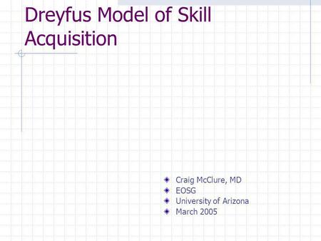 Dreyfus Model of Skill Acquisition