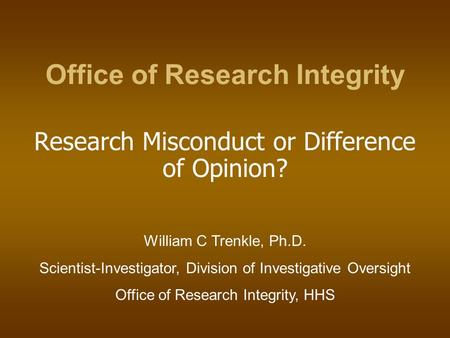 Office of Research Integrity