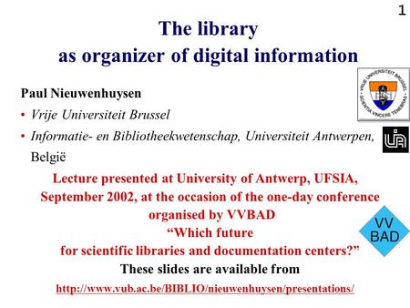 The library as organizer of digital information