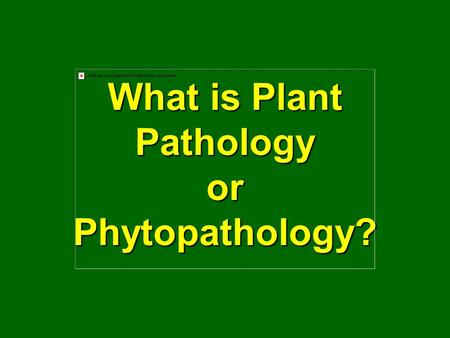 What is Plant Pathology or Phytopathology?