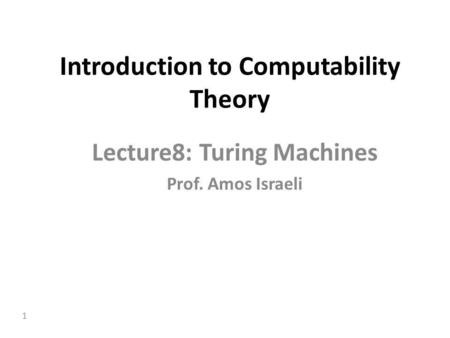 Introduction to Computability Theory