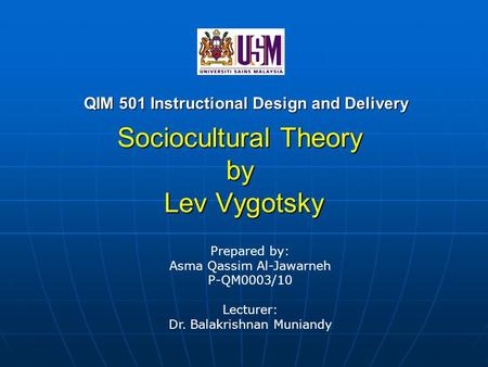 Sociocultural Theory by Lev Vygotsky