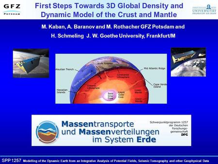 SPP 1257 Modelling of the Dynamic Earth from an Integrative Analysis of Potential Fields, Seismic Tomography and other Geophysical Data M. Kaban, A. Baranov.