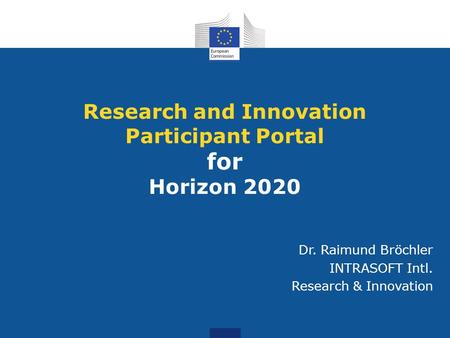 Research and Innovation Participant Portal for Horizon 2020