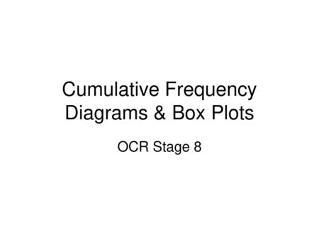 Cumulative Frequency Diagrams & Box Plots