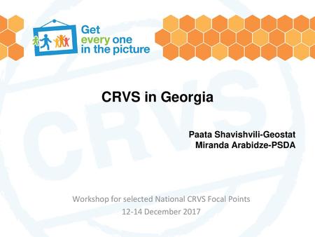 Workshop for selected National CRVS Focal Points December 2017