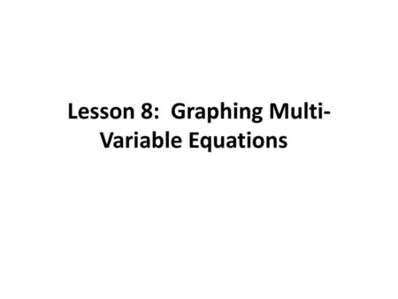 Lesson 8: Graphing Multi-Variable Equations