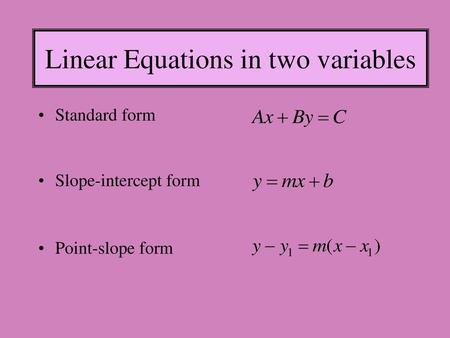 Linear Equations in two variables