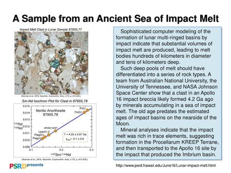 A Sample from an Ancient Sea of Impact Melt