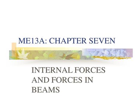 INTERNAL FORCES AND FORCES IN BEAMS