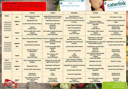 Summer GOLD Menu 2018 GCC Hardwicke SLA menu