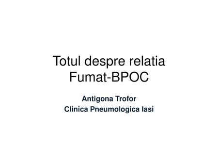 Totul despre relatia Fumat-BPOC