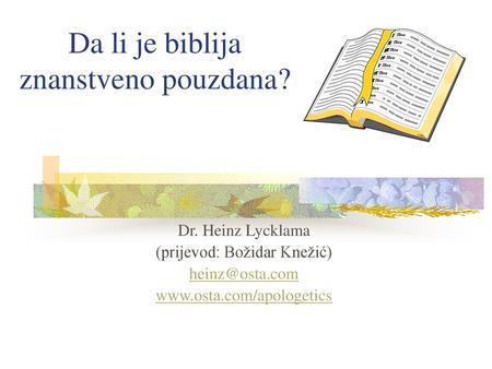 Da li je biblija znanstveno pouzdana?