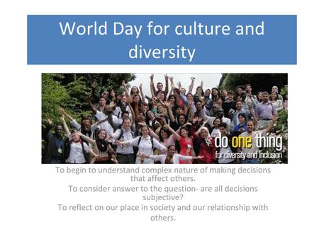 World Day for culture and diversity