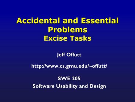 Accidental and Essential Problems Excise Tasks