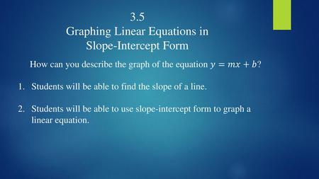 Graphing Linear Equations in Slope-Intercept Form