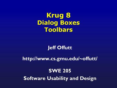 Krug 8 Dialog Boxes Toolbars