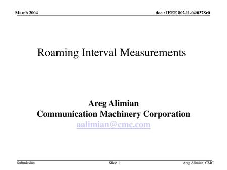 Roaming Interval Measurements