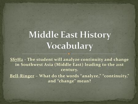 Middle East History Vocabulary