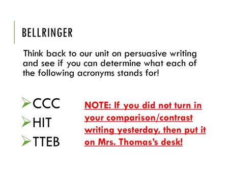 CCC HIT TTEB Bellringer