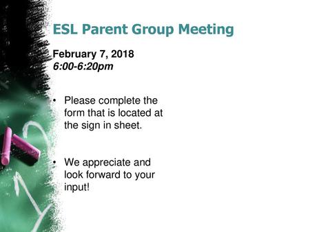 ESL Parent Group Meeting