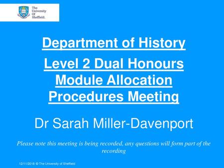 Level 2 Dual Honours Module Allocation Procedures Meeting