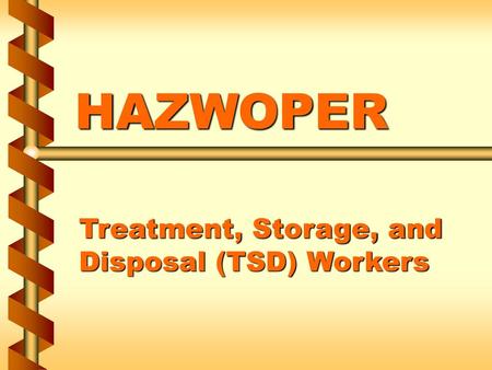 Treatment, Storage, and Disposal (TSD) Workers