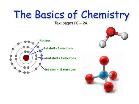 The Basics of Chemistry Text pages 20 – 24.