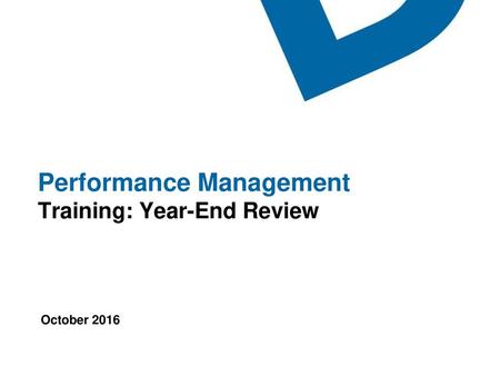 Performance Management Training: Year-End Review