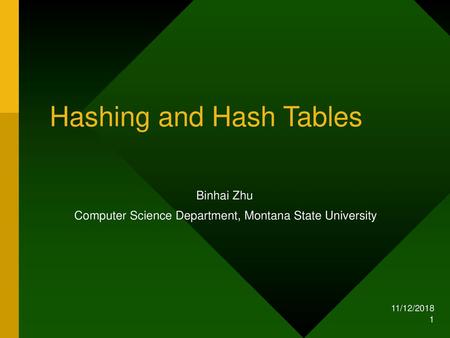 Hashing and Hash Tables