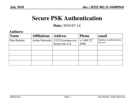 Secure PSK Authentication