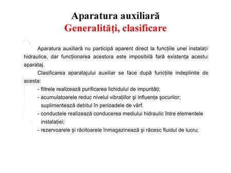 Aparatura auxiliară Generalităţi, clasificare