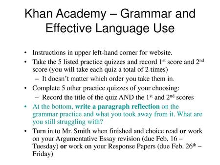 Khan Academy – Grammar and Effective Language Use