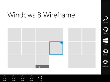 Search Share Start Devices Settings Windows 8 Wireframe ✔ text Text.