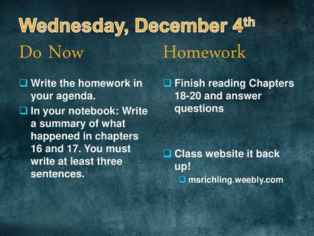 Do Now Homework Wednesday, December 4th