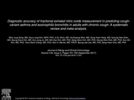 Diagnostic accuracy of fractional exhaled nitric oxide measurement in predicting cough- variant asthma and eosinophilic bronchitis in adults with chronic.