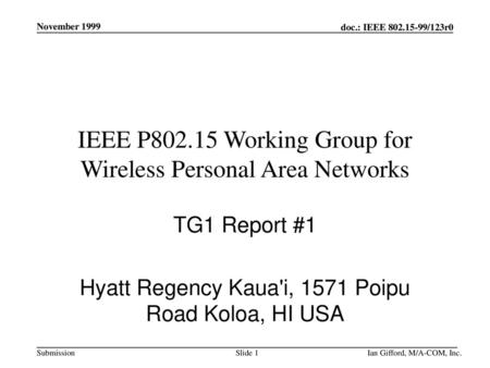 IEEE P Working Group for Wireless Personal Area Networks