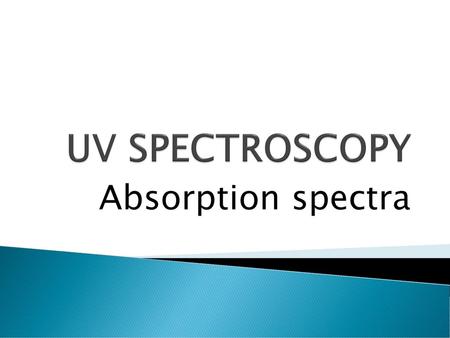 UV SPECTROSCOPY Absorption spectra.