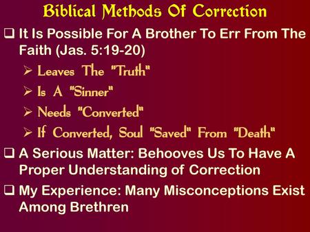 Biblical Methods Of Correction