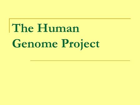 The Human Genome Project