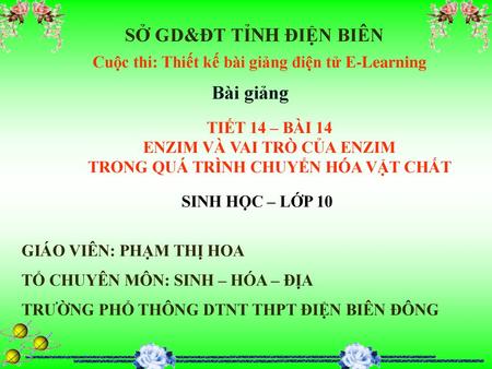 SỞ GD&ĐT TỈNH ĐIỆN BIÊN Bài giảng