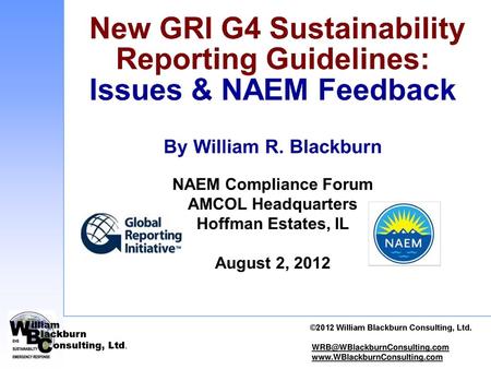 ©2012 William Blackburn Consulting, Ltd.