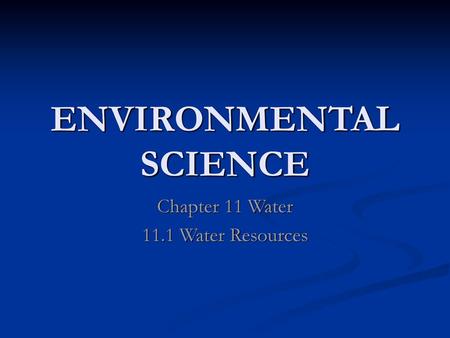 ENVIRONMENTAL SCIENCE